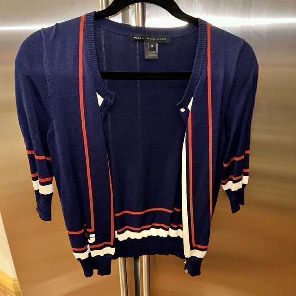 Marc jacobs cardigan size medium women navy red white - Picture 1 of 4